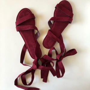Maroon Lace Up Sandals